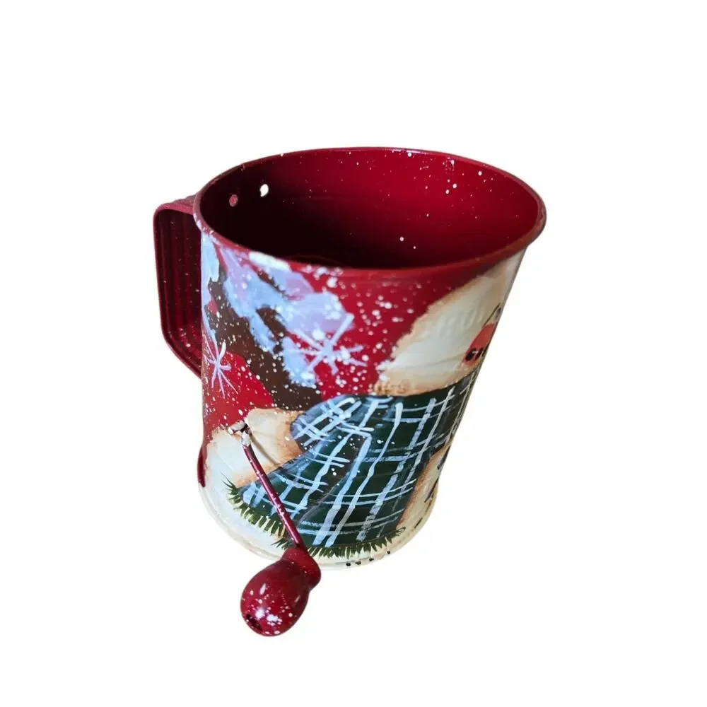 Vintage Hand Painted Signed Sifter Christmas Snowman Unique